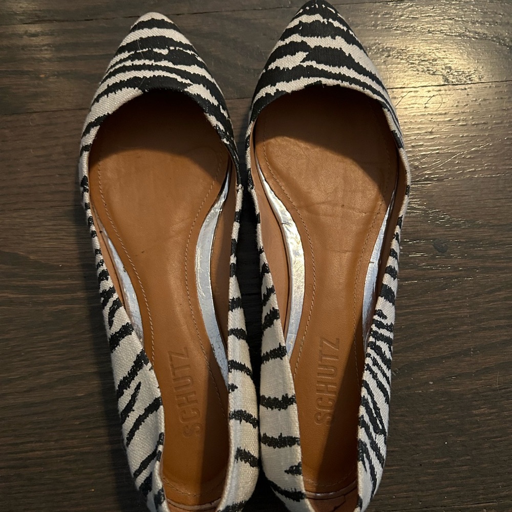 Schutz Black and White Zebra Print Women's Shoes